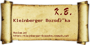 Kleinberger Bozsóka névjegykártya